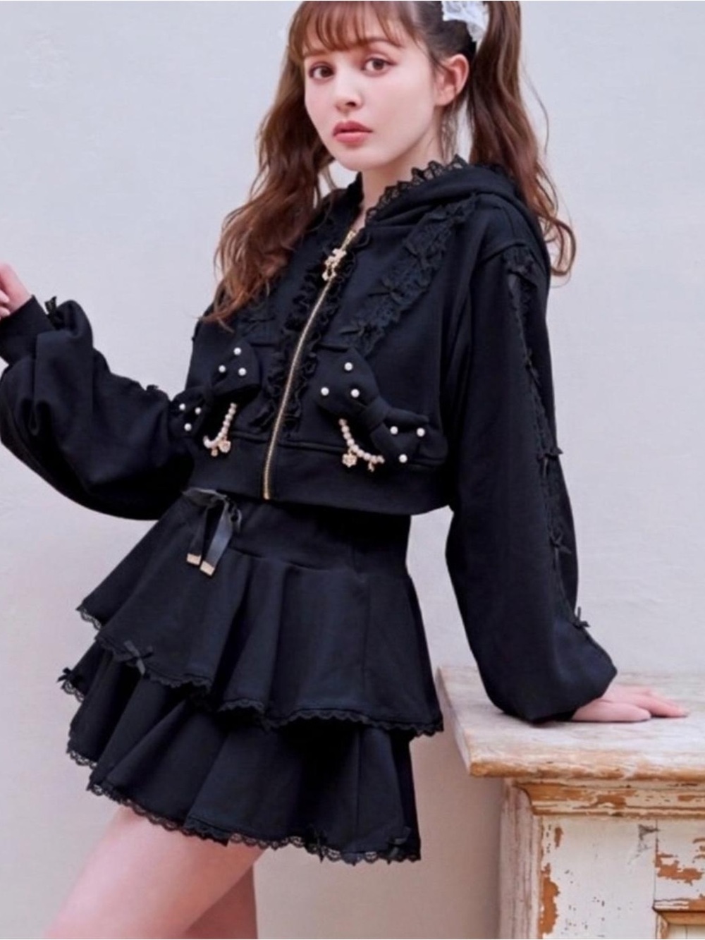Liz Lisa Cropped Black Hoodie One Size